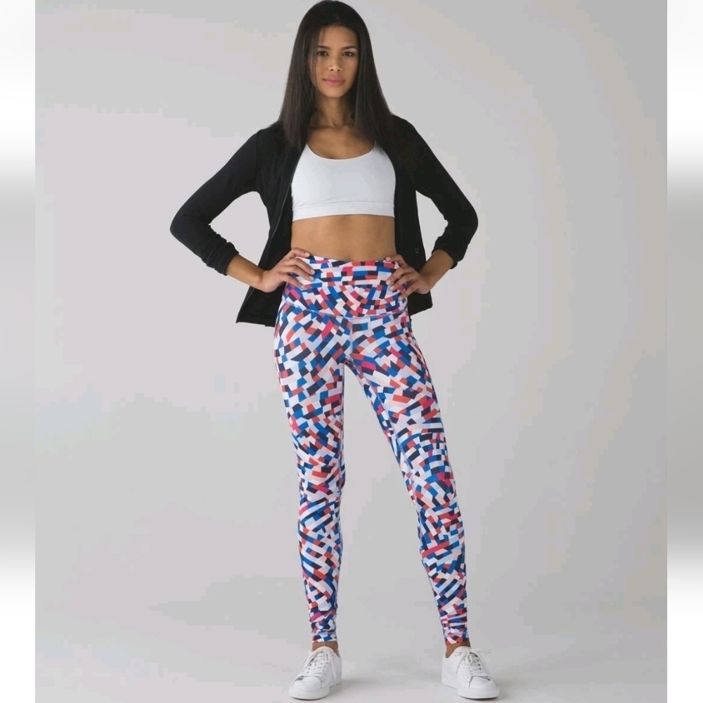 Lululemon Wunder Under Pant Hi-Rise Capoeira Multi Confett Yoga Gym Size 4